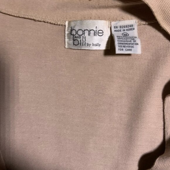 Vintage Bonnie and Bill By‎ Holly Women's Sz Med Tan Cardigan (G) - Picture 5 of 8